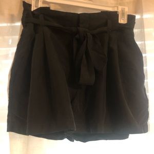Black paper bag shorts